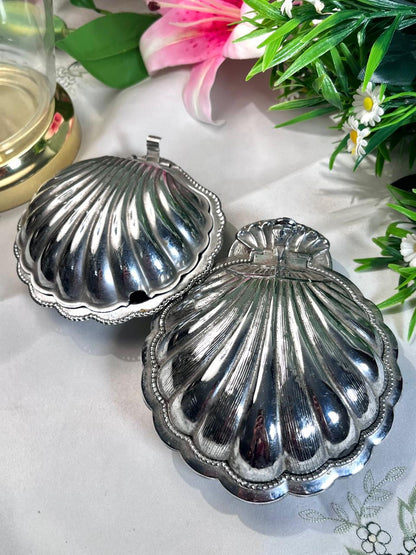 2-Piece Silver-Tone Shell Crystal Lidded Serving Dishes (Each)