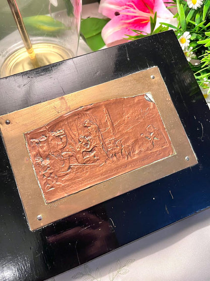 Vintage Copper Relief Wall Plaque Black 10 Inch 1 Piece