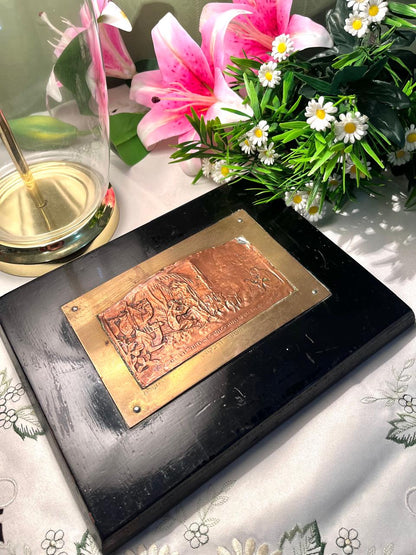 Vintage Copper Relief Wall Plaque Black 10 Inch 1 Piece