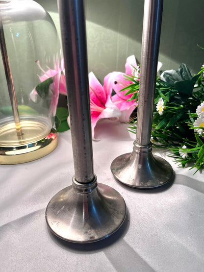 Vintage Silver-Tone Candlesticks 12 Inch 2 Piece Set