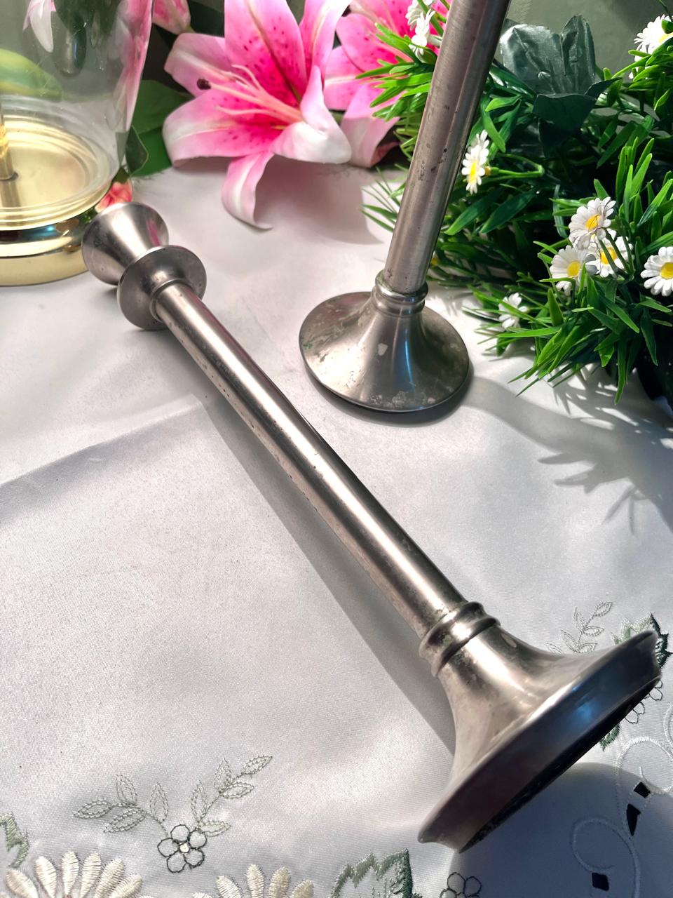 Vintage Silver-Tone Candlesticks 12 Inch 2 Piece Set