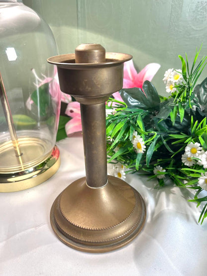 Vintage Brass Candle Holder 7 Inch Pedestal Candlestick