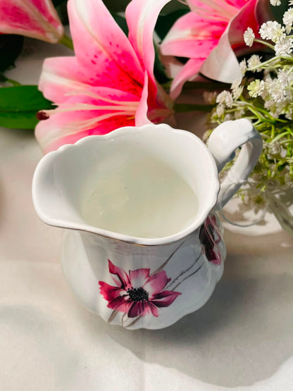 Pink Floral Ceramic Milk Jug – Approx. 5 Inches