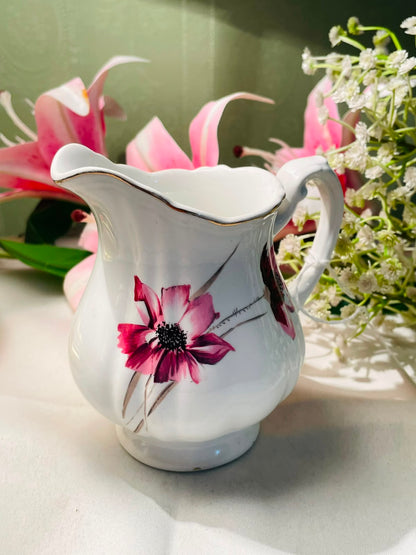 Pink Floral Ceramic Milk Jug – Approx. 5 Inches