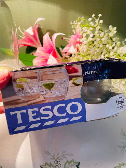 Tesco Clear Crystal Mixer Tumblers – 4 Piece Set