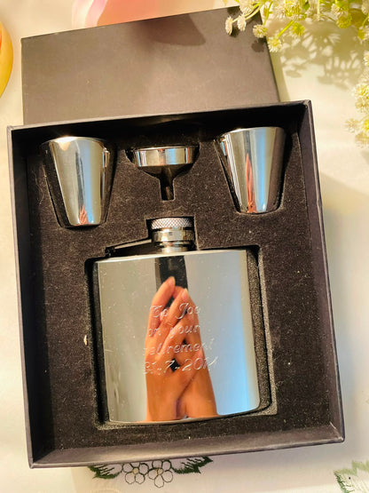 Silver-Tone Hip Flask Gift Set – 4 Piece Set