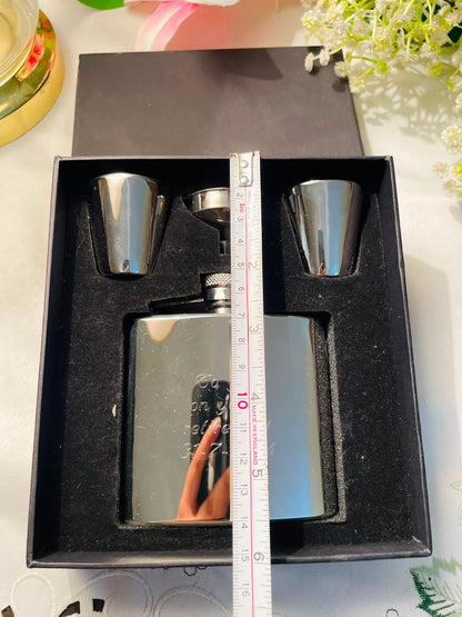 Silver-Tone Hip Flask Gift Set – 4 Piece Set