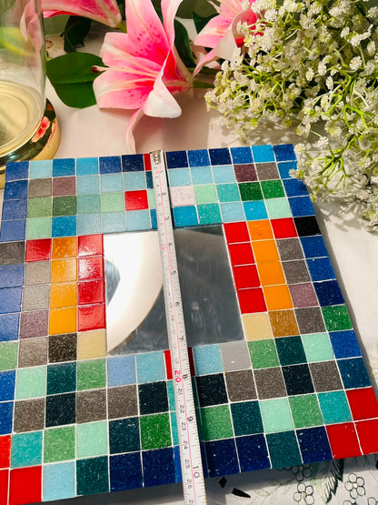 Colourful Mosaic Wall Mirror – Approx. 10 Inches