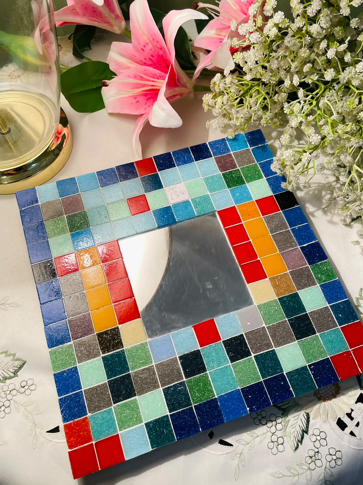 Colourful Mosaic Wall Mirror – Approx. 10 Inches