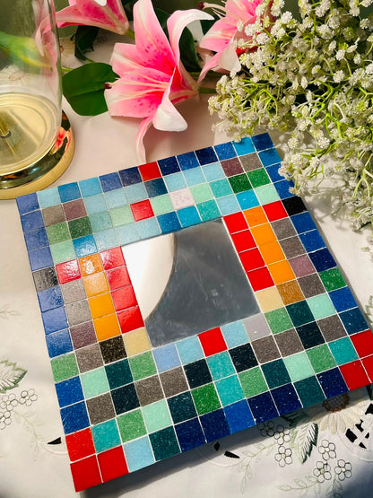 Colourful Mosaic Wall Mirror – Approx. 10 Inches