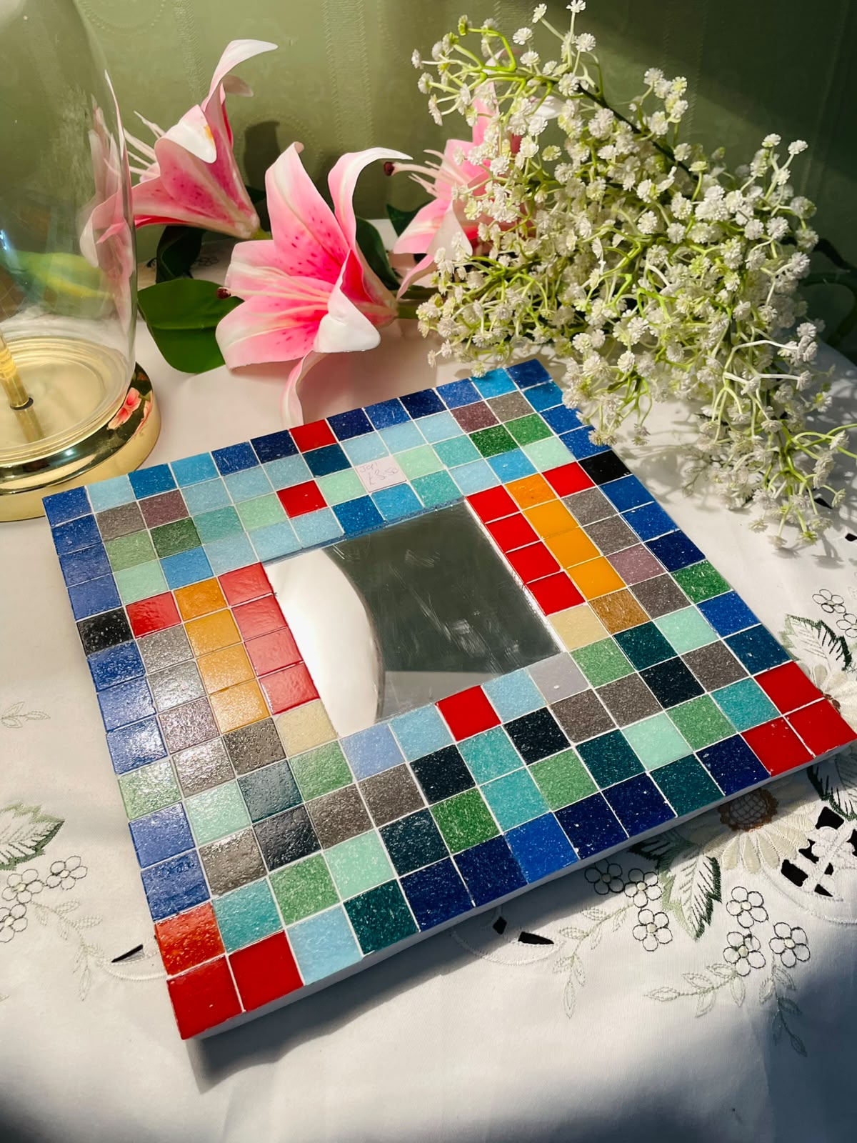 Colourful Mosaic Wall Mirror – Approx. 10 Inches