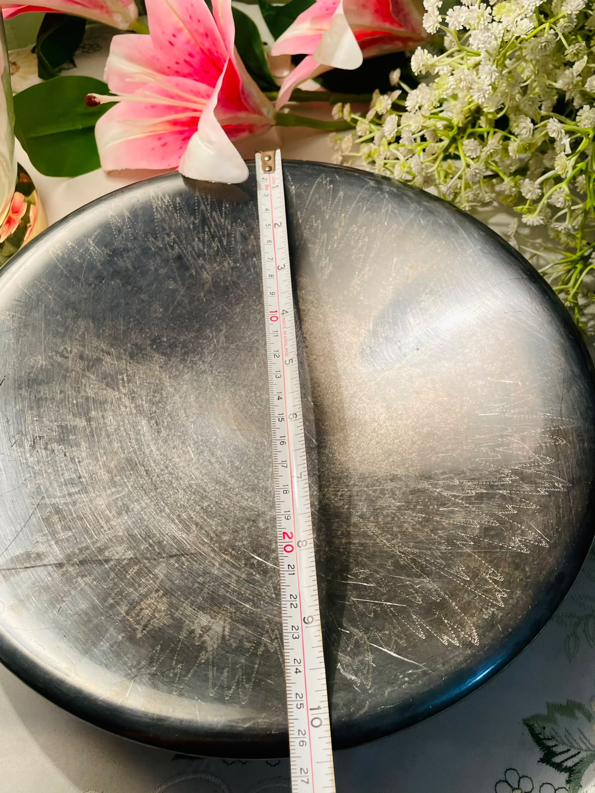 Silver-Tone Footed Serving Bowl – Approx. 10 Inches