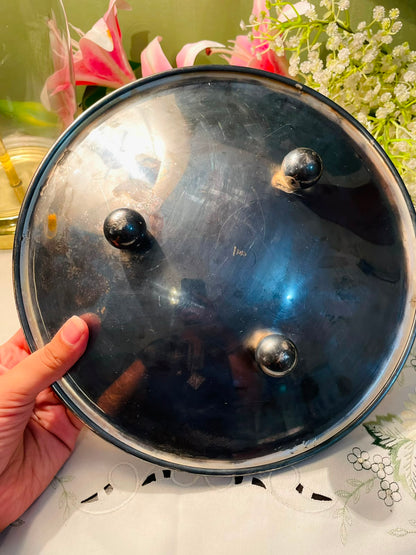 Silver-Tone Footed Serving Bowl – Approx. 10 Inches