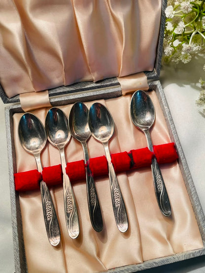 Silver-Tone Dessert Spoons – 5 Piece Boxed Set