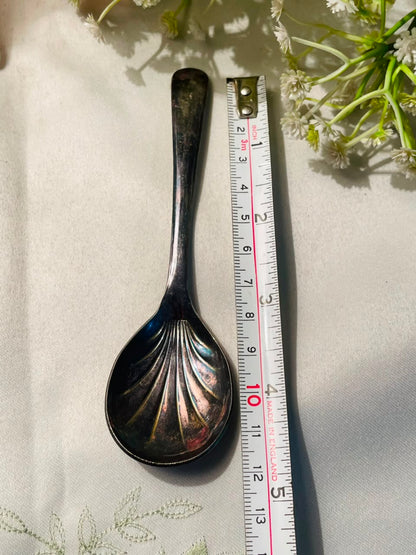 Shell Pattern Silver-Tone Serving Spoon – Approx. 4.5 Inches