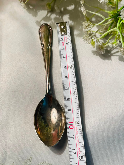 Beaded Edge Silver-Tone Serving Spoon – Approx. 4.5 Inches