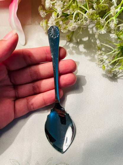 Floral Handle Silver-Tone Serving Spoon – Approx. 5 Inches