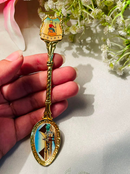 Egypt Gold-Tone Souvenir Spoon with Pyramid Design – 5 Inches