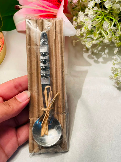 Wire-Wrapped Silver-Tone Serving Spoon – Approx. 5 Inches