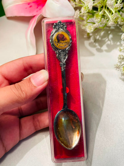 New Zealand Kiwi Silver-Tone Souvenir Spoon – Approx. 4.5 Inches