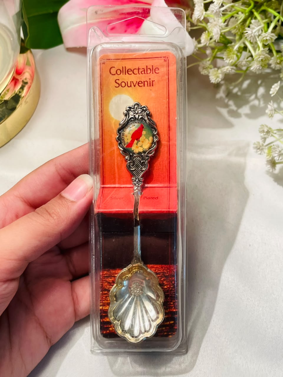 North Carolina Cardinal Silver-Plated Souvenir Spoon – 4 Inches