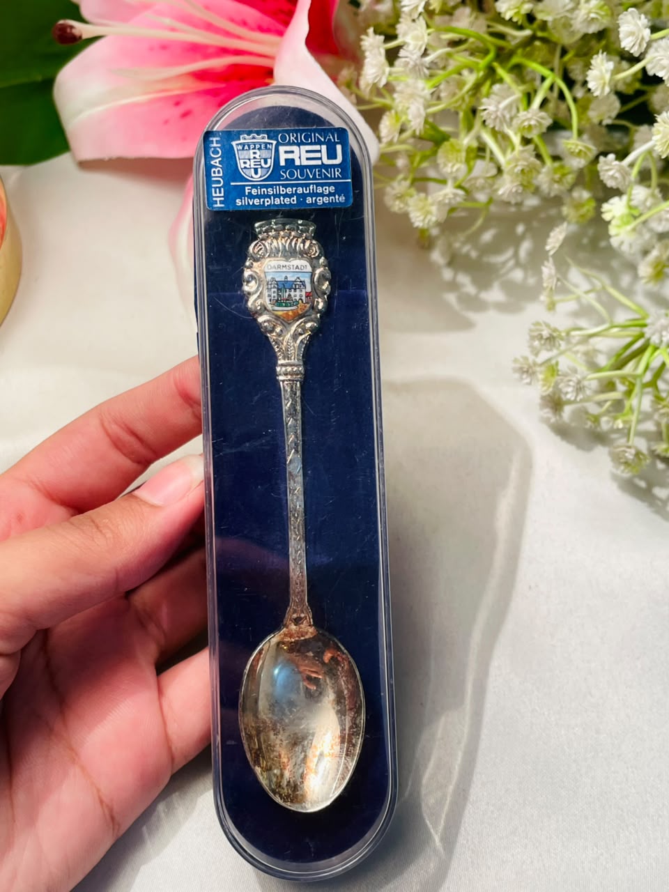 Original REU Darmstadt Silver-Plated Souvenir Spoon – 4.5 Inches