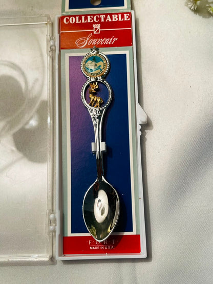 Made in USA Collectable Silver Souvenir Spoon with Deer Detail