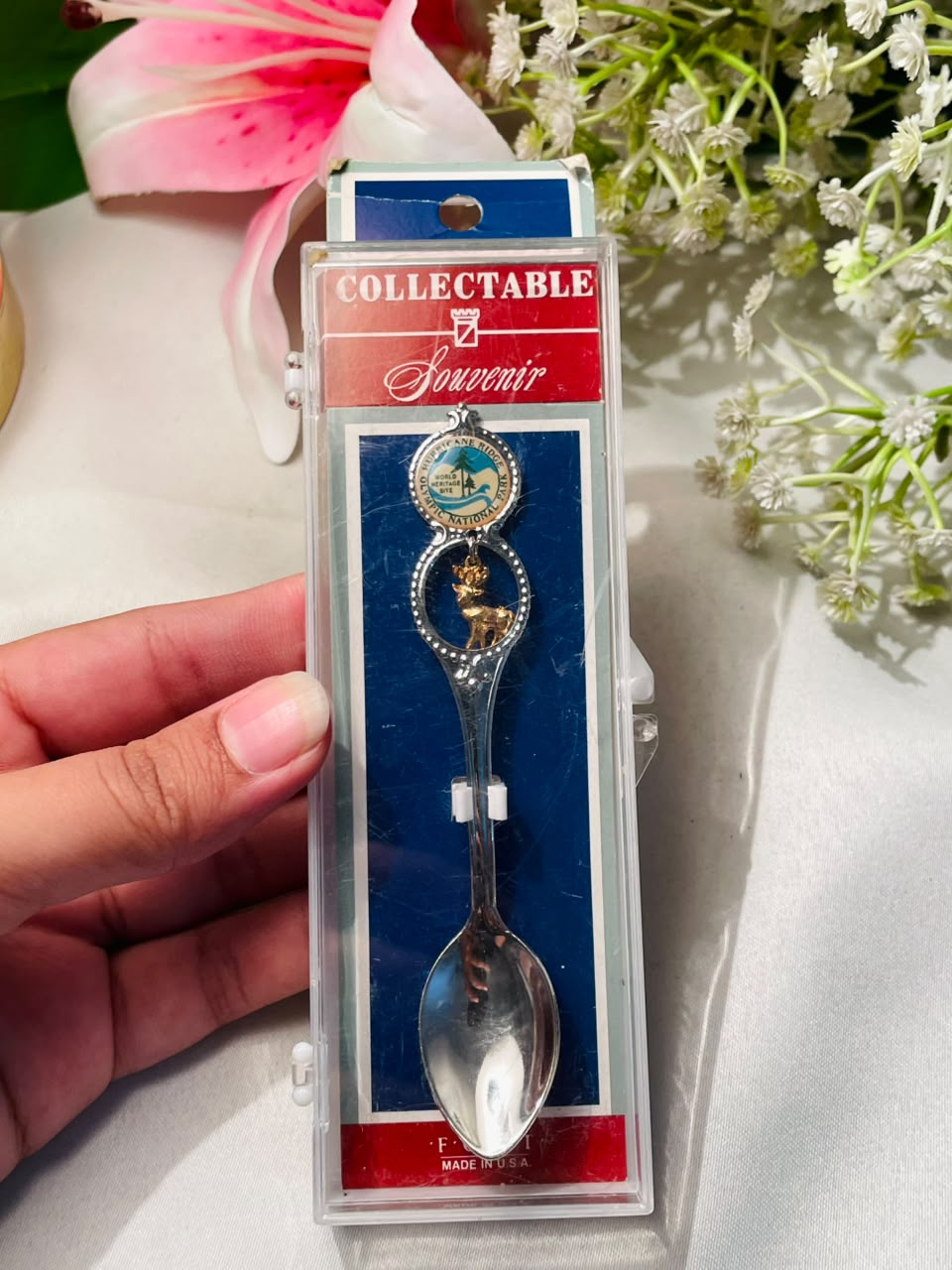 Made in USA Collectable Silver Souvenir Spoon with Deer Detail