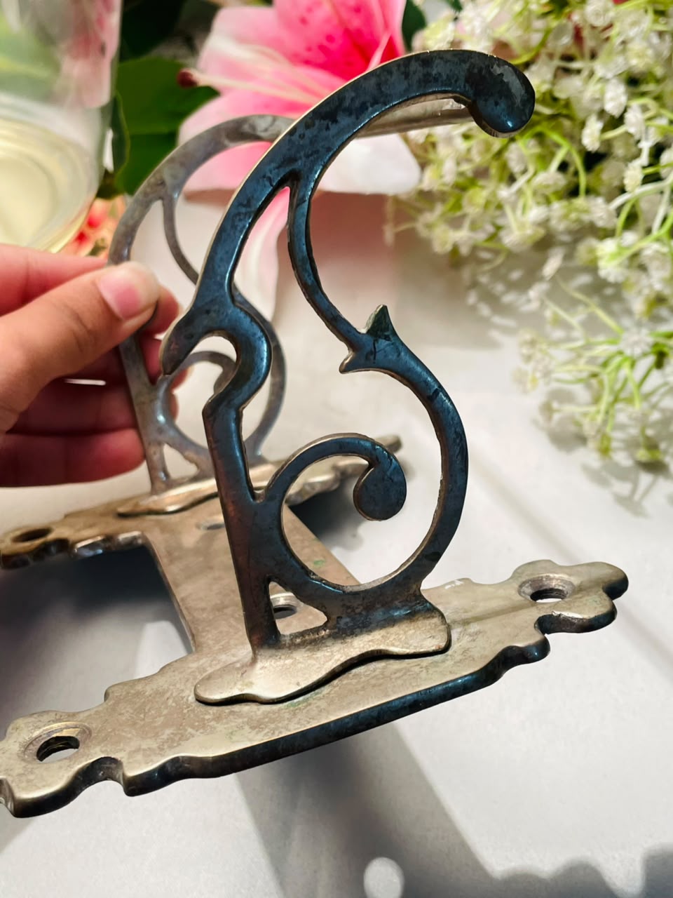 Vintage Ornate Silver Wall Bracket 15cm