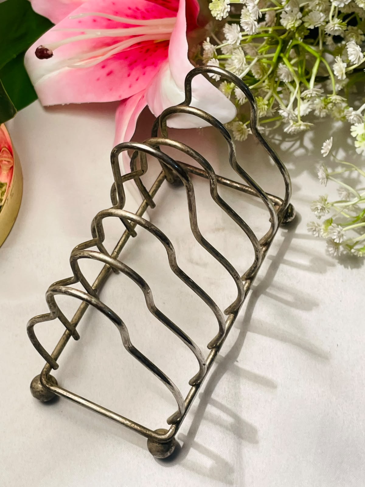 Vintage Silver-Tone 6-Slot Toast Rack 15cm