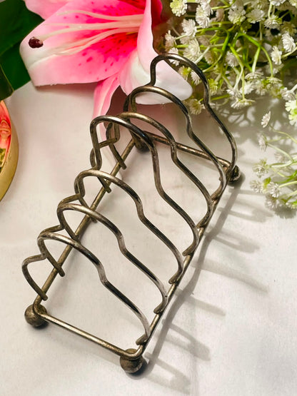Vintage Silver-Tone 6-Slot Toast Rack 15cm