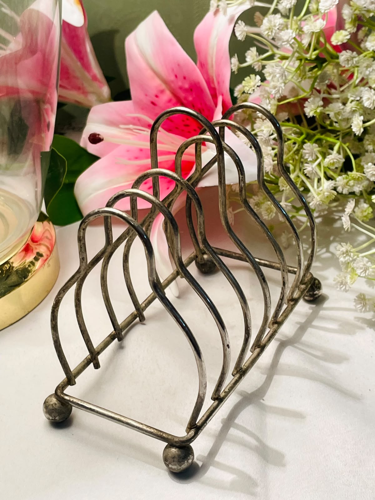 Vintage Silver-Tone 6-Slot Toast Rack 15cm