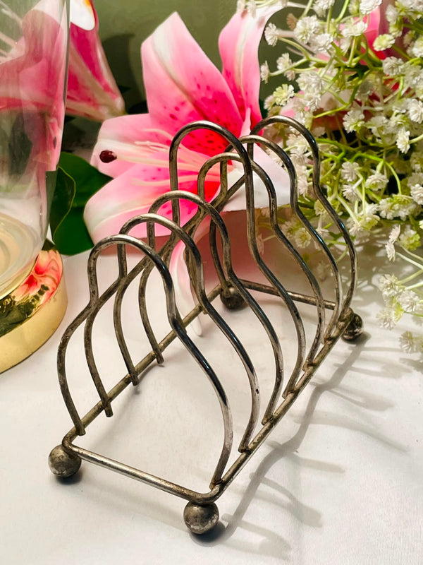 Vintage Silver-Tone 6-Slot Toast Rack 15cm