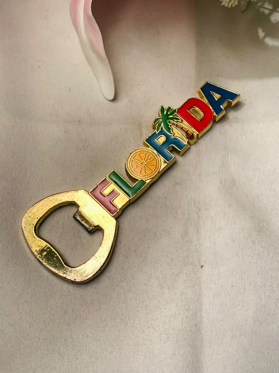 Vintage brass Florida Souvenir Bottle Opener 10cm Multicolour