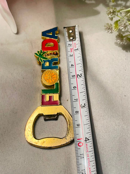 Vintage brass Florida Souvenir Bottle Opener 10cm Multicolour