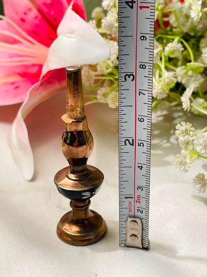 Vintage Brass-Tone Miniature Lamp Ornament 8cm