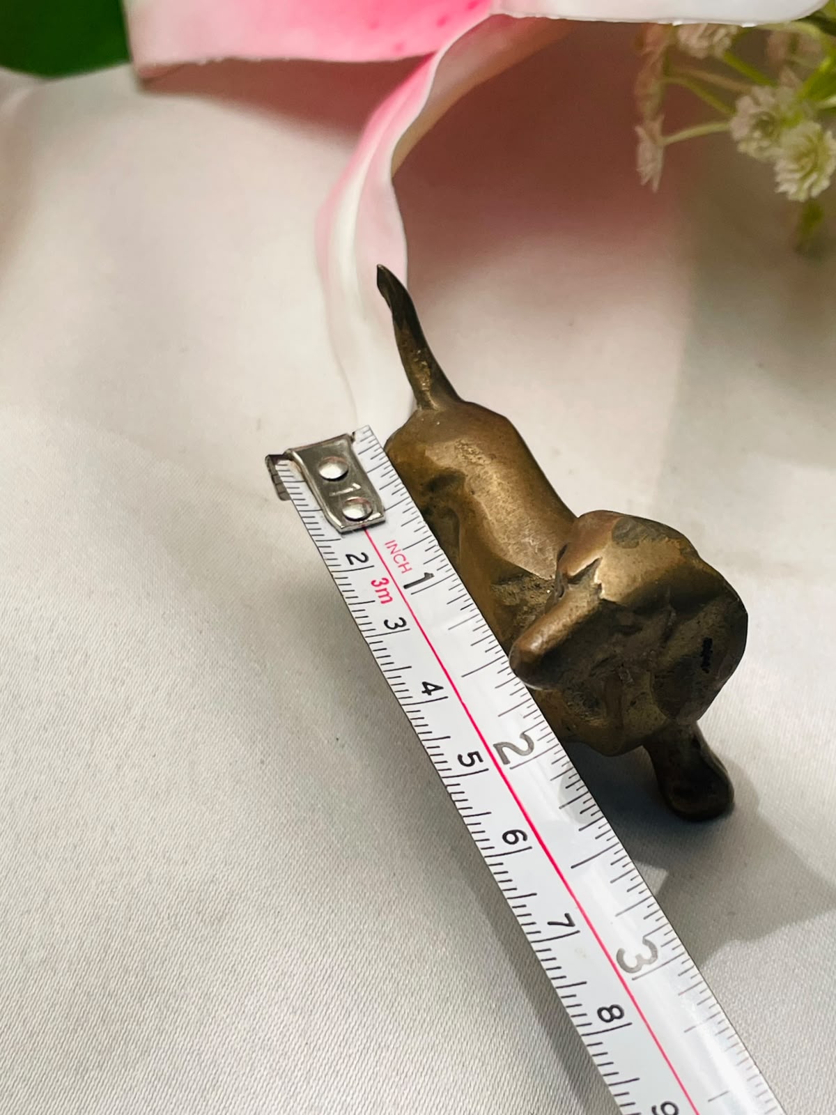 Vintage Brass-Tone Dog Figurine 7cm