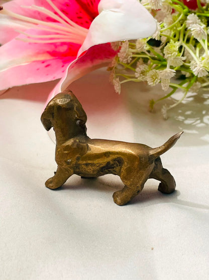 Vintage Brass-Tone Dog Figurine 7cm