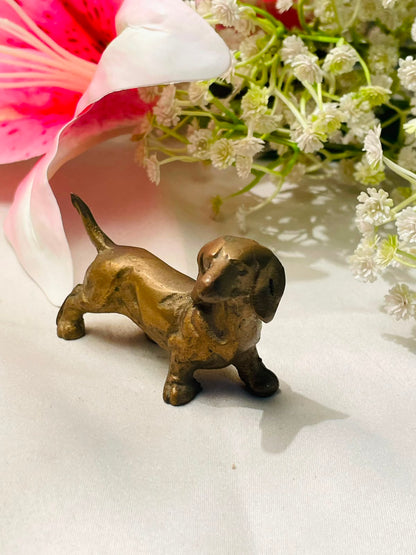 Vintage Brass-Tone Dog Figurine 7cm