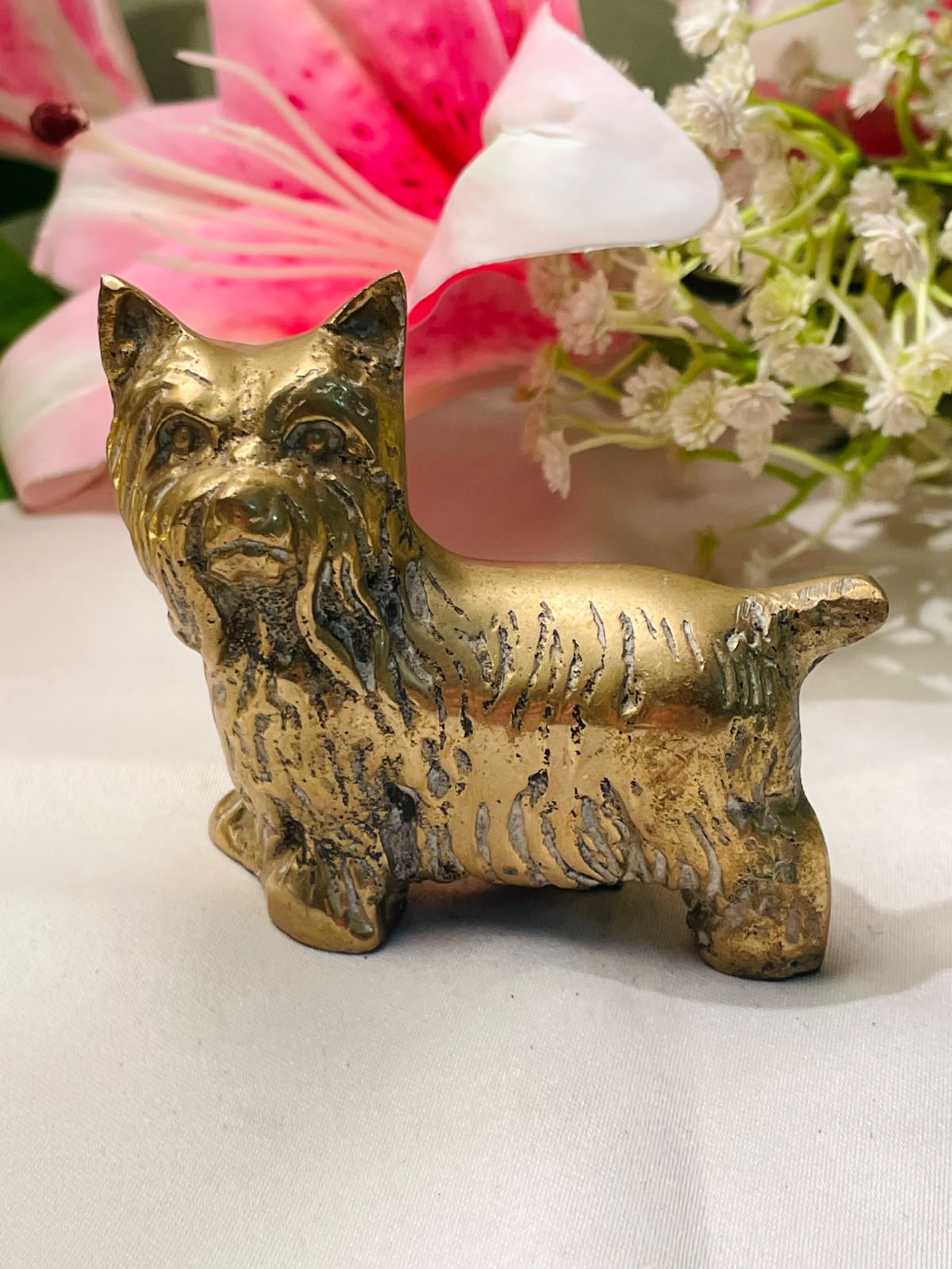 Vintage Brass Dog Figurine 8cm