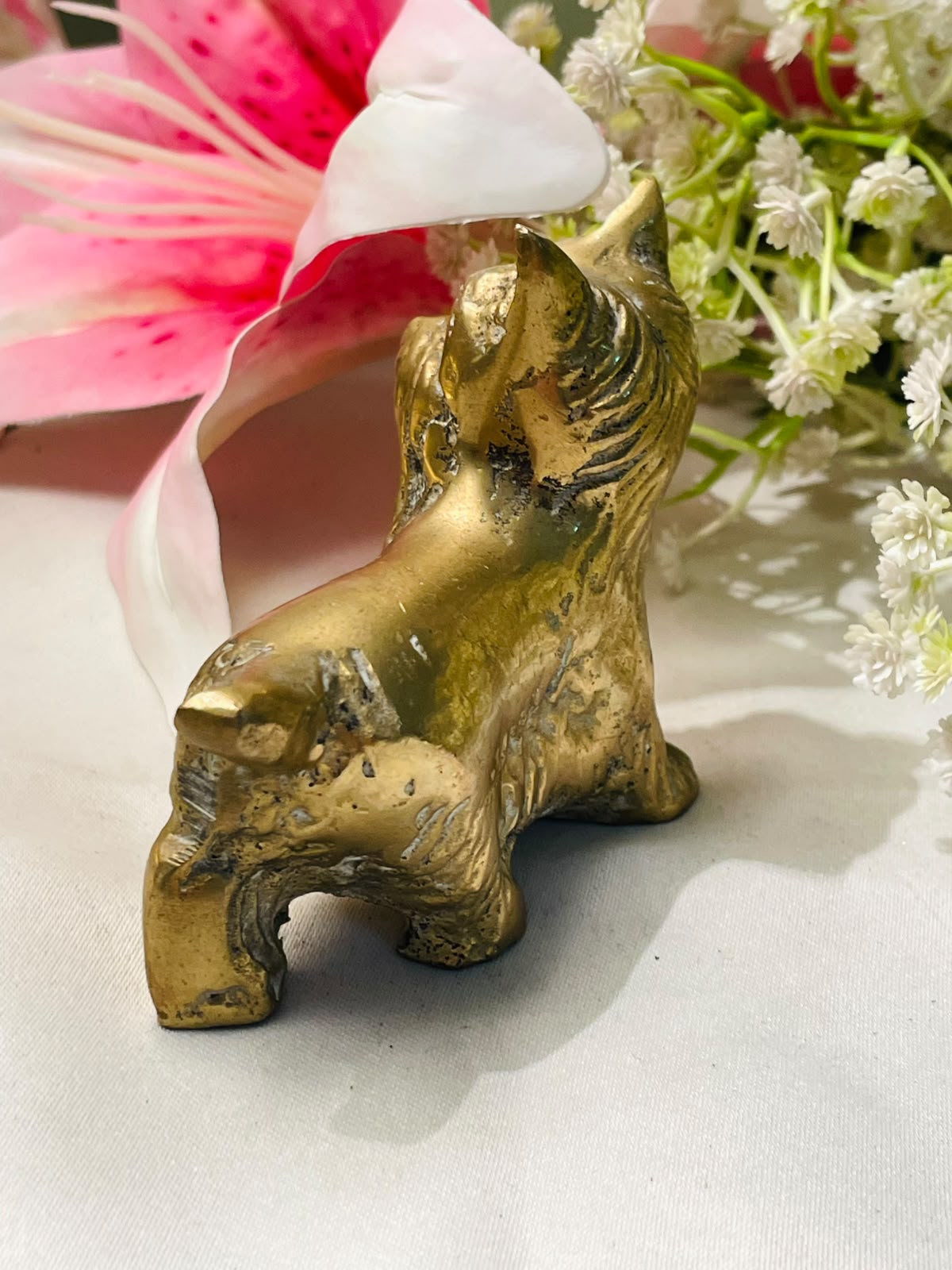 Vintage Brass Dog Figurine 8cm