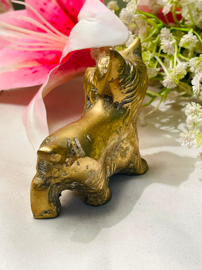Vintage Brass Dog Figurine 8cm