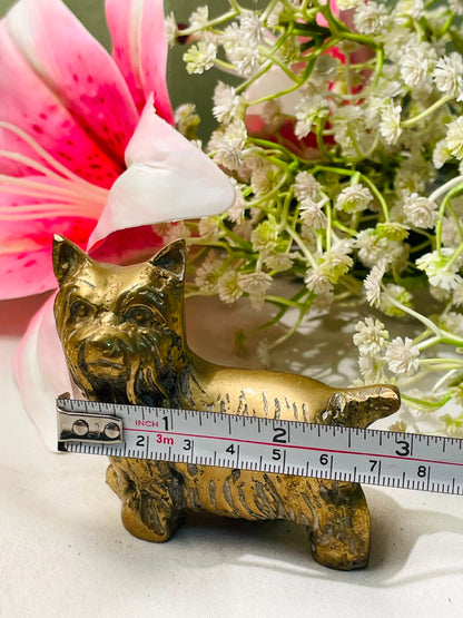 Vintage Brass Dog Figurine 8cm