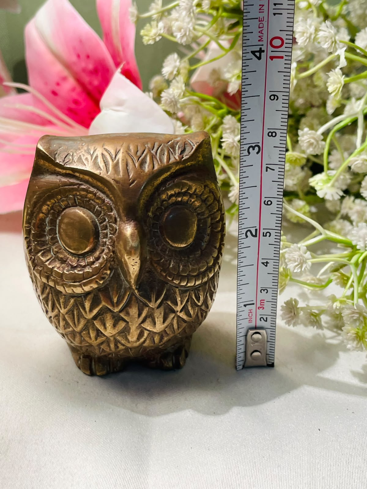 Vintage Brass Owl Figurine 8cm