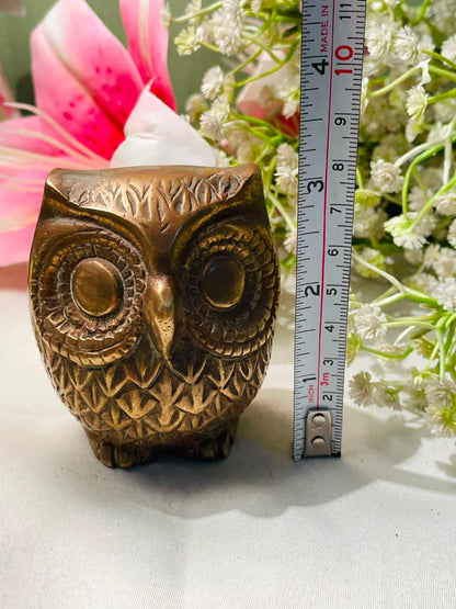 Vintage Brass Owl Figurine 8cm