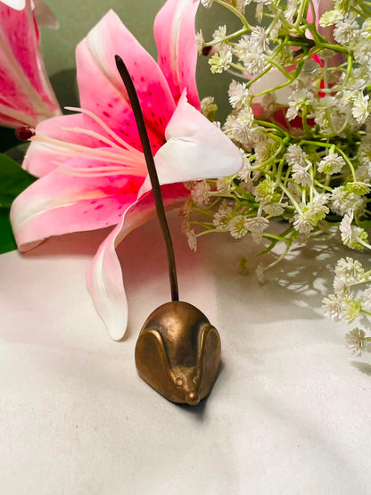 Vintage Brass Mouse Figurine with Long Tail 12cm