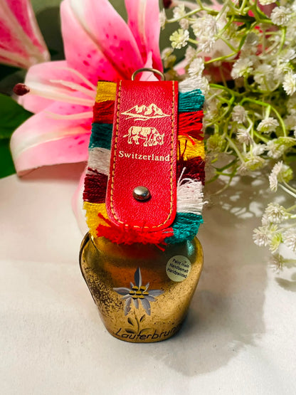 Lauterbrunnen Switzerland Brass Handpainted Cowbell Decor 1 Piece