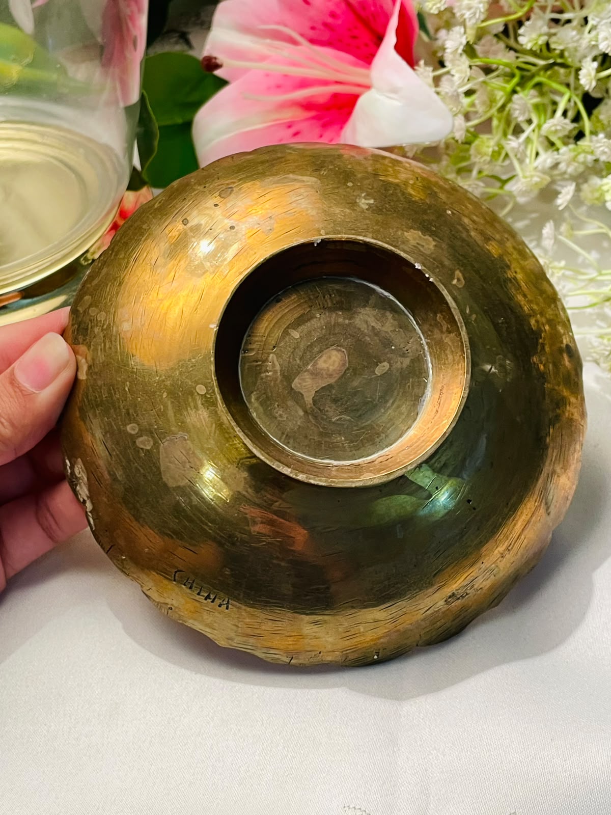Gold-Tone Dragon Engraved Decorative Bowl 14 cm