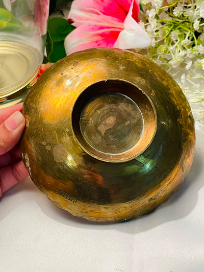 Gold-Tone Dragon Engraved Decorative Bowl 14 cm