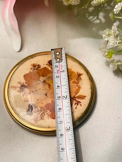 Vintage Dried Floral Display Gold-Tone Round Frame 8 cm